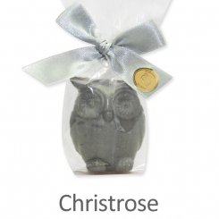 Sheep milk soap owl 50g, in a cellophane, Christmas rose silver 