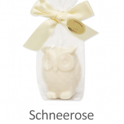 Sheep milk soap owl 50g, in a cellophane, Christmas rose white 
