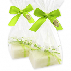 Sheep milk soap 100g, decorated with a lily in a cellophane, Lily of the valley 