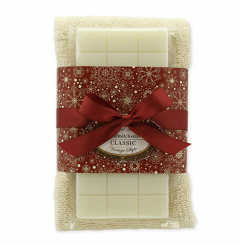 Sheep milk soap 100g and towel 30x50cm cream "Vintage motif 182", Classic 