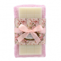 Sheep milk soap 100g and towel 30x50cm light pink "Vintage motif 196", Classic 