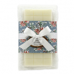 Sheep milk soap 100g and towel 30x50cm white "Vintage motif 211", Classic 