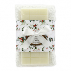 Sheep milk soap 100g and towel 30x50cm white "Vintage motif 218", Classic 