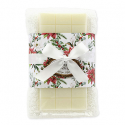 Sheep milk soap 100g and towel 30x50cm white "Vintage motif 219", Classic 