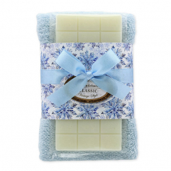 Sheep milk soap 100g and towel 30x50cm blue "Vintage motif 220", Classic 