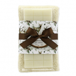 Sheep milk soap 100g and towel 30x50cm cream "Vintage motif 223", Classic 
