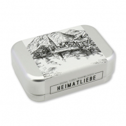 Sheep milk soap square 100g in a can "Heimatliebe", Edelweiss 