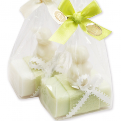 Sheep milk soap 100g decorated with a soap rabbit 23g in a cellophane, Classic/meadow flower 