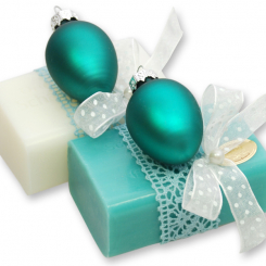 Schafmilchseife eckig 100g dekoriert mit Ei, Classic/Kornblume 