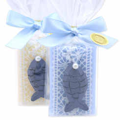 Sheep milk soap 100g, decorated with a fish in a cellophane, Classic/sea breeze 