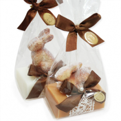 Sheep milk soap 100g decorated with a rabbit in a cellophane, Classic/quince 