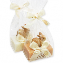 Sheep milk soap 100g decorated with a rabbit in a cellophane, Classic/quince 