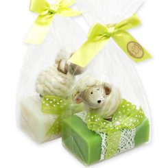 Sheep milk soap 100g, decorated with a sheep in a cellophane, Classic/pear 