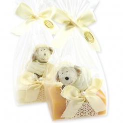 Sheep milk soap 100g, decorated with a sheep in a cellophane, Classic/quince 