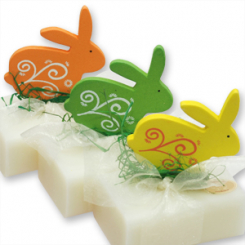 Sheep milk soap 100g decorated with a wooden rabbit, Classic 