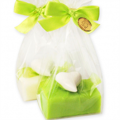 Sheep milk soap 100g, decorated with a heart in a cellophane, Classic/ginko 