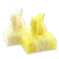 Schafmilchseife eckig 100g dekoriert mit Seife Zwerghase 40g, Classic/Grapefruit 