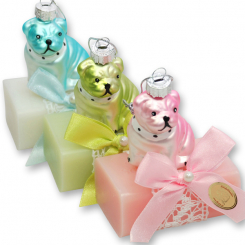 Schafmilchseife eckig 100g dekoriert mit Glasmops, sortiert 