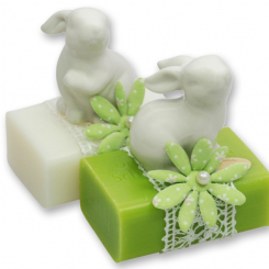 Sheep milk soap 100g decorated with a rabbit, Classic/pear 