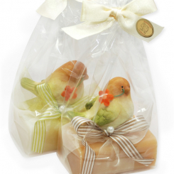 Sheep milk soap 100g, decorated with a bird in a cellophane, Classic/quince 