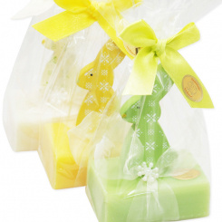 Sheep milk soap 100g decorated with a rabbit in a cellophane, sorted 