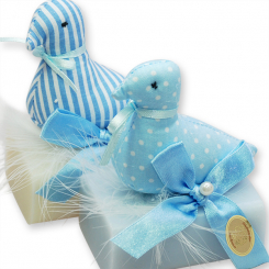 Sheep milk soap 100g, decorated with a duck, Classic/'forget-me-not' 