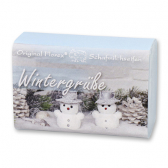 Schafmilchseife eckig 100g "Wintergrüße", Eisblume 