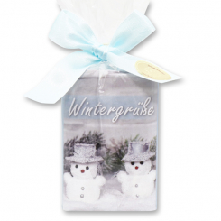 Schafmilchseife eckig 100g in Cello "Wintergrüße", Eisblume 