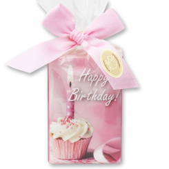 Schafmilchseife eckig 100g in Cello "Happy Birthday", Magnolie 