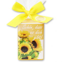 Sheep milk soap 100g in a cellophane bag "Schön, dass es dich gibt", Sunflower 