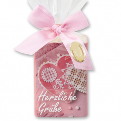 Schafmilchseife eckig 100g in Cello "Herzliche Grüße", Classic 