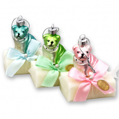 Schafmilchseife eckig 100g dekoriert mit Glasmops, Classic 