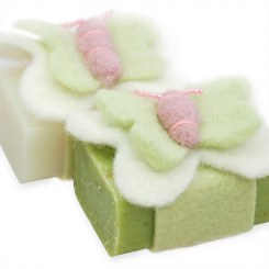 Sheep milk soap 100g, decorated with a butterfly, Classic/verbena 