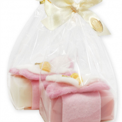 Schafmilchseife eckig 100g, dekoriert mit Schmetterling in Cello, Classic/Magnolie 