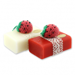 Sheep milk soap 100g, decorated with a strawberry, Classic/strawberry 