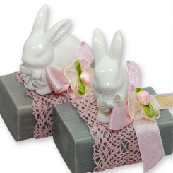 Sheep milk soap 100g decorated with a rabbit, Edelweiss silver 