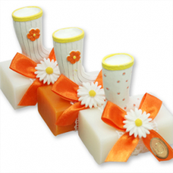Sheep milk soap 100g, decorated with a garden boots, Classic/propolis 