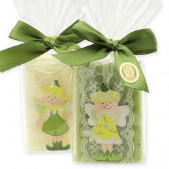 Sheep milk soap 100g, decorated with a fairy in a cellophane, Classic/verbena 