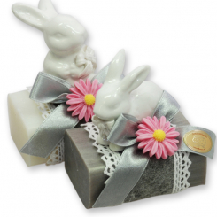 Sheep milk soap 100g decorated with a rabbit, Classic/Edelweiss 
