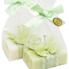 Sheep milk soap 100g, decorated with a butterfly in a cellophane, Classic/meadow flower 