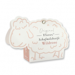 Schafmilchseife eckig 100g in der Schäfchen-Schachtel, Wildrose 