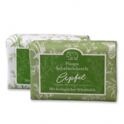Schafmilchseife eckig 100g "Florentine" im gerillten Papier, Apfel 
