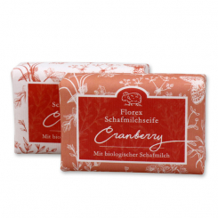 Schafmilchseife eckig 100g "Florentine" im gerillten Papier, Cranberry 