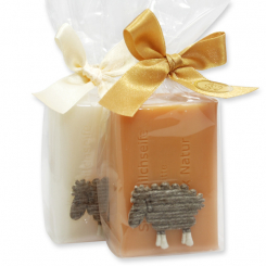 Sheep milk soap 100g, decorated with a sheep in a cellophane, Classic/quince 