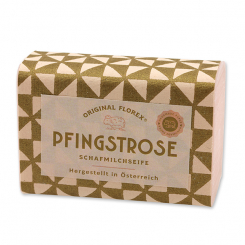 Schafmilchseife eckig 100g, "Handmade Paper" Pfingstrose 