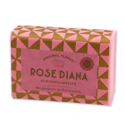 Schafmilchseife eckig 100g, "Handmade Paper" Rose Diana 