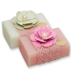 Sheep milk soap 100g, decorated with a flower, Classic/peony 