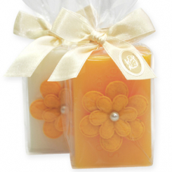 Sheep milk soap 100g, decorated with a flower in a cellophane, Classic/honey 