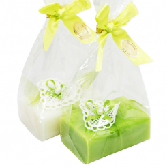 Sheep milk soap 100g, decorated with a heart in a cellophane, Classic/pear 