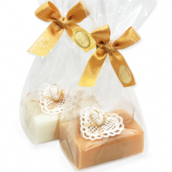 Sheep milk soap 100g, decorated with a heart in a cellophane, Classic/quince 